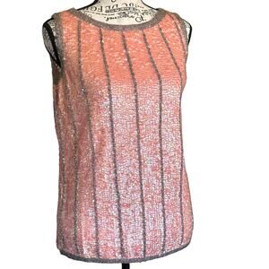 Vintage 60s Valentina Size S Peach Sequined Wool Sleeveless Sweater